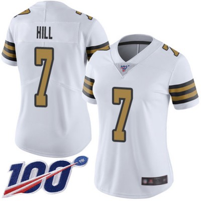 Nike New Orleans Saints #7 Taysom Hill White Women's Stitched NFL Limited Rush 100th Season Jersey